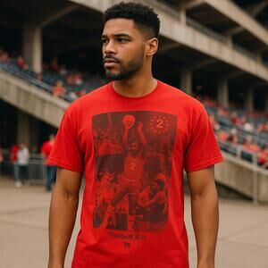 Mitchell & Ness Philadelphia 76ers Moses Malone NBA Graphic T Shirt Red Men's XL